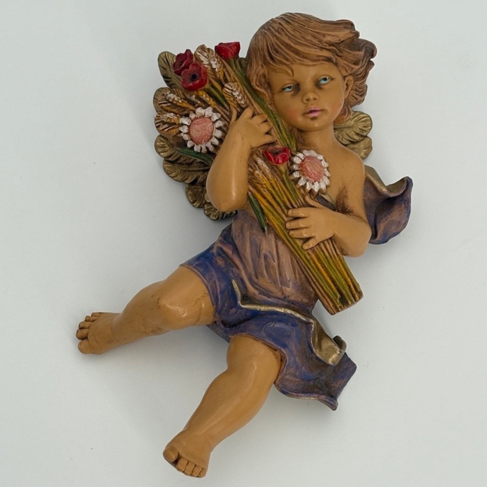 Fontanini Summer Angel‎ Depose Italy Cherub Wall Hanging Plaque Vintage